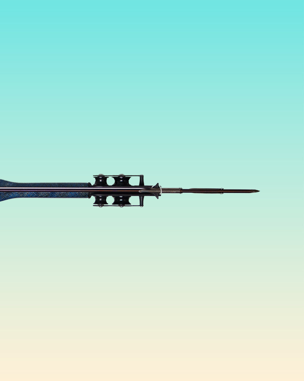 110cm Mana x Soriatec Double Roller Speargun Silver/Blue Gloss