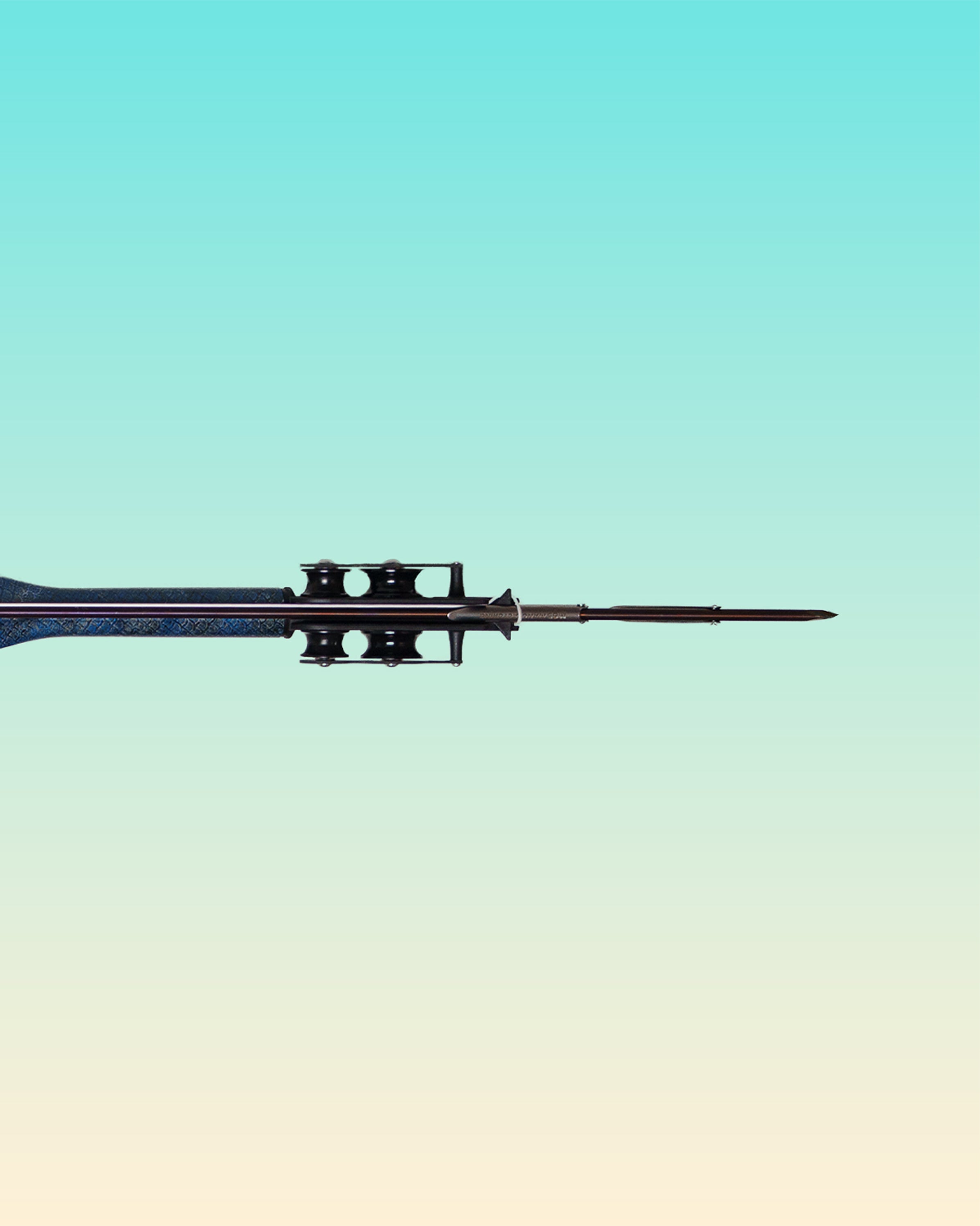 110cm Mana x Soriatec Double Roller Speargun Silver/Blue Gloss